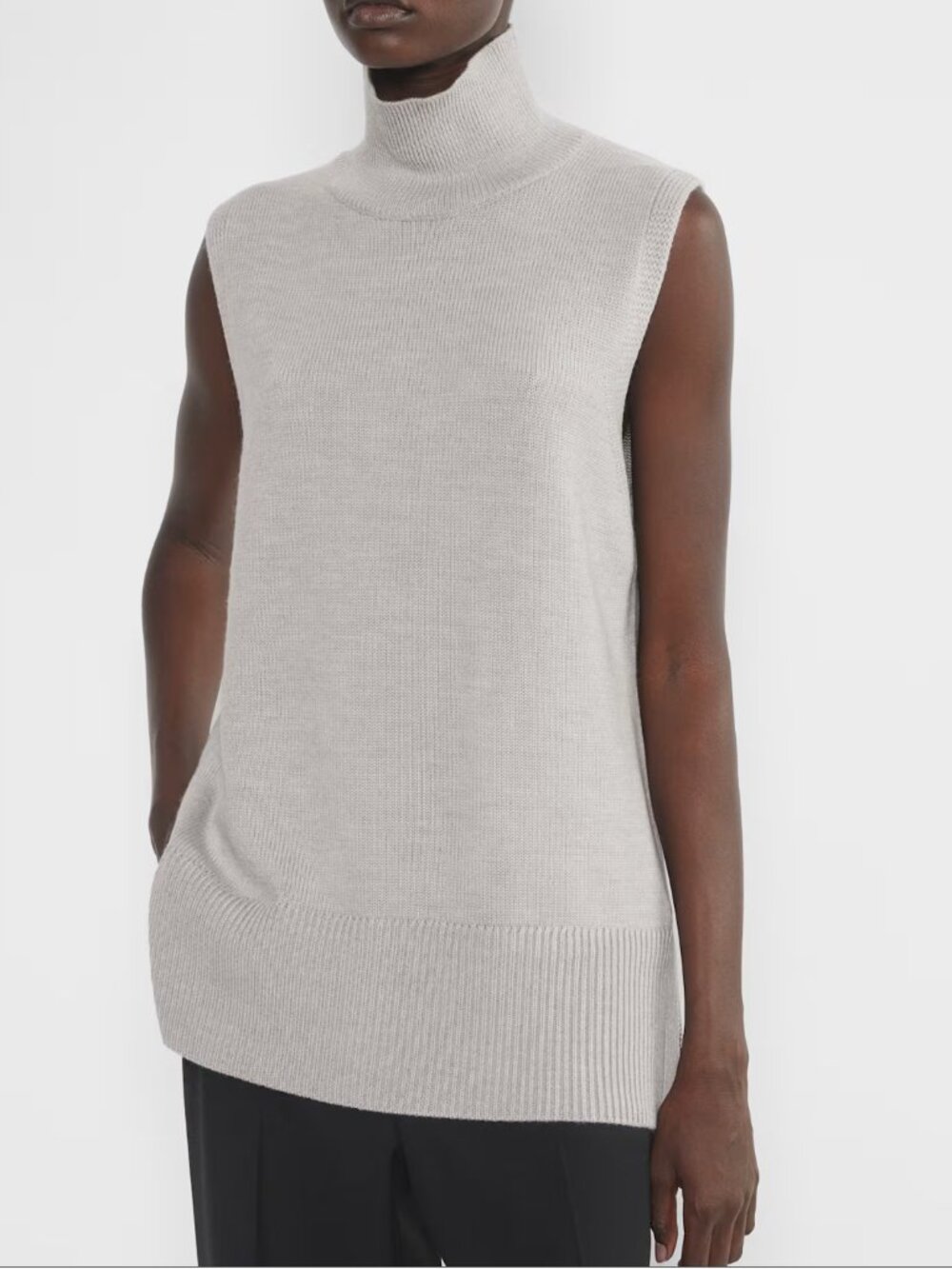 Babaton Successor 100%  Merino Wool Sleeveless Turtleneck - Small in Light Cream